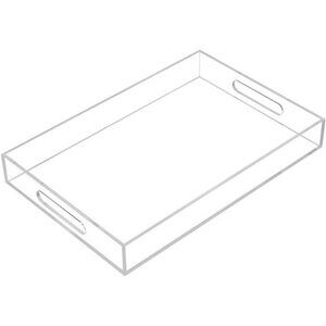 Clear Acrylic Serving Tray With Handles 10x15 Coffee Makeup Vanity Organizer